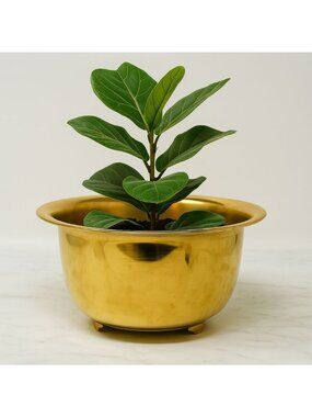 Vintage Brass Footed Bowl Cachepot Planter Trinket Dish Mid Century Decor 1960s